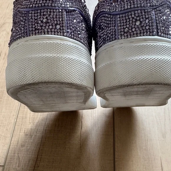 Betsey Johnson Sidny Lace-Up Rhinestone Platform Sneakers size 8M Purple - Picture 3 of 7